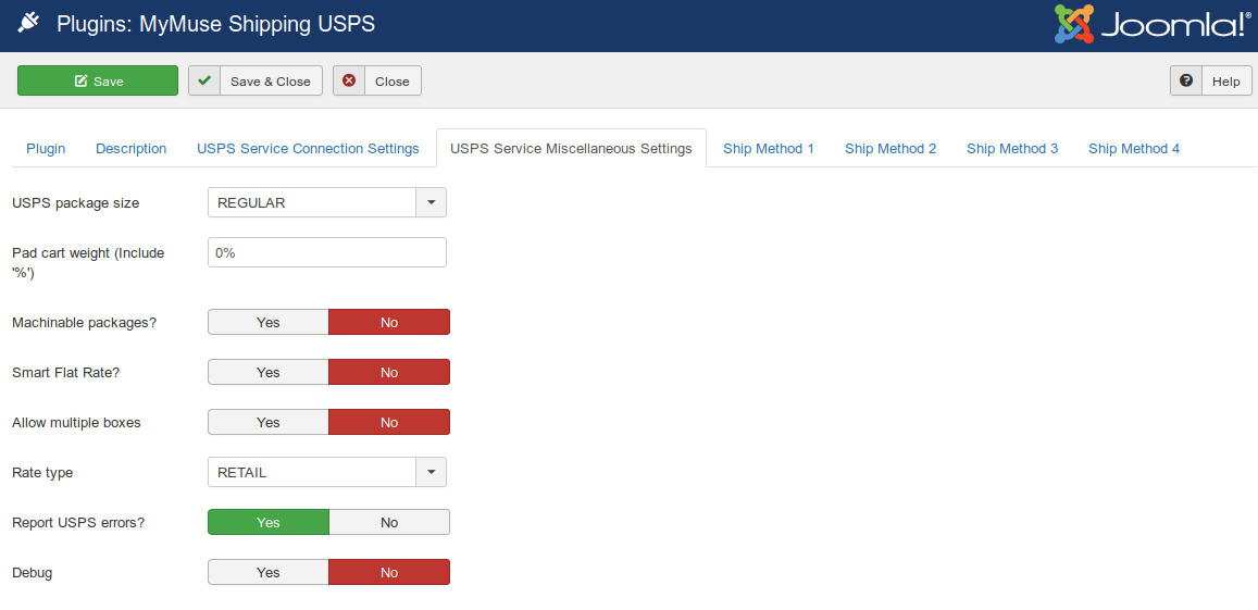 Plugins MyMuse Shipping USPS   Misc   Administration