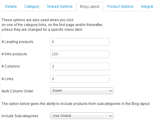 category blog options